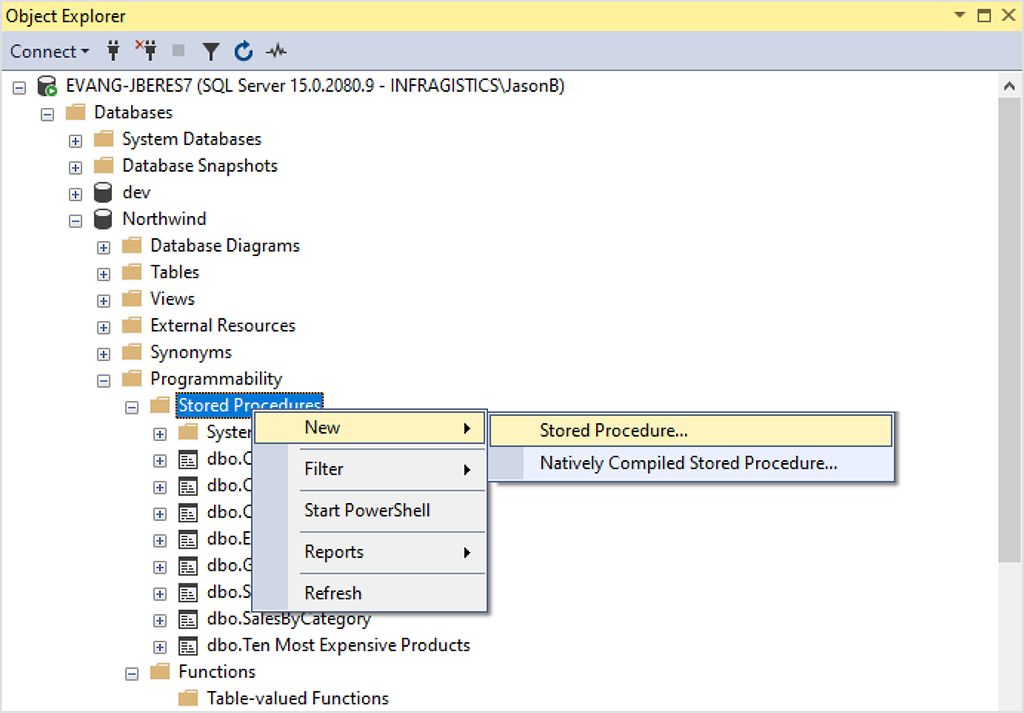creating a stored procedure