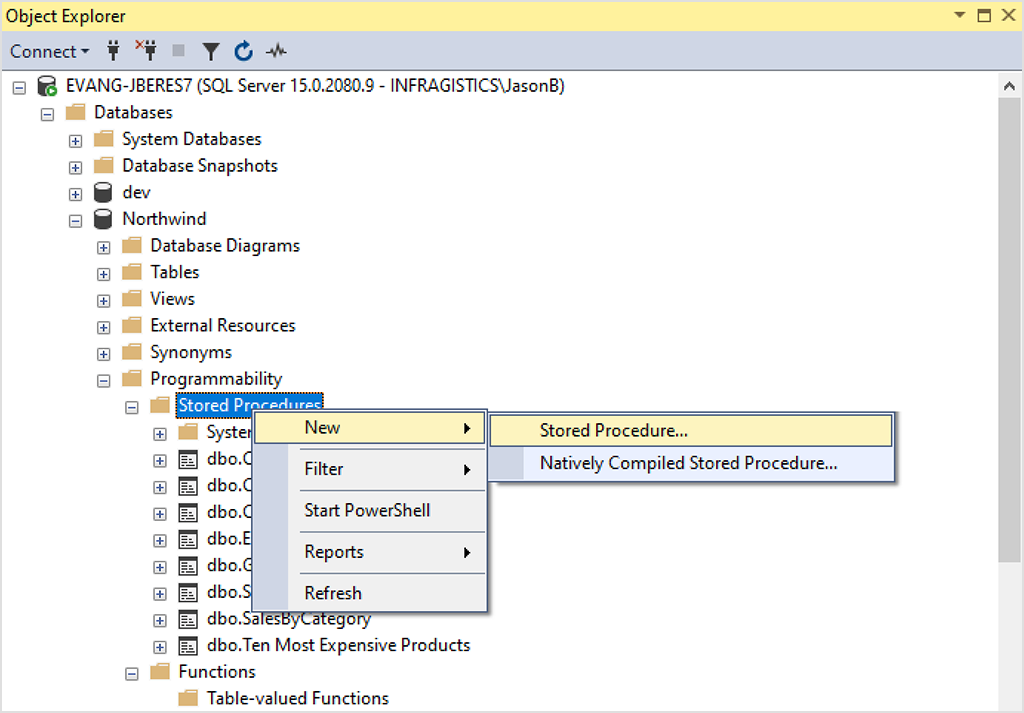 creating a stored procedure 