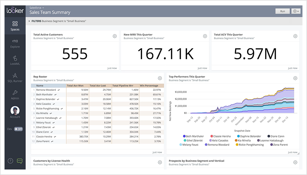 looker dashboard example